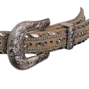 Stunning Designer Kippys Swarovski Rhinestone Tan Leather Belt Country Western